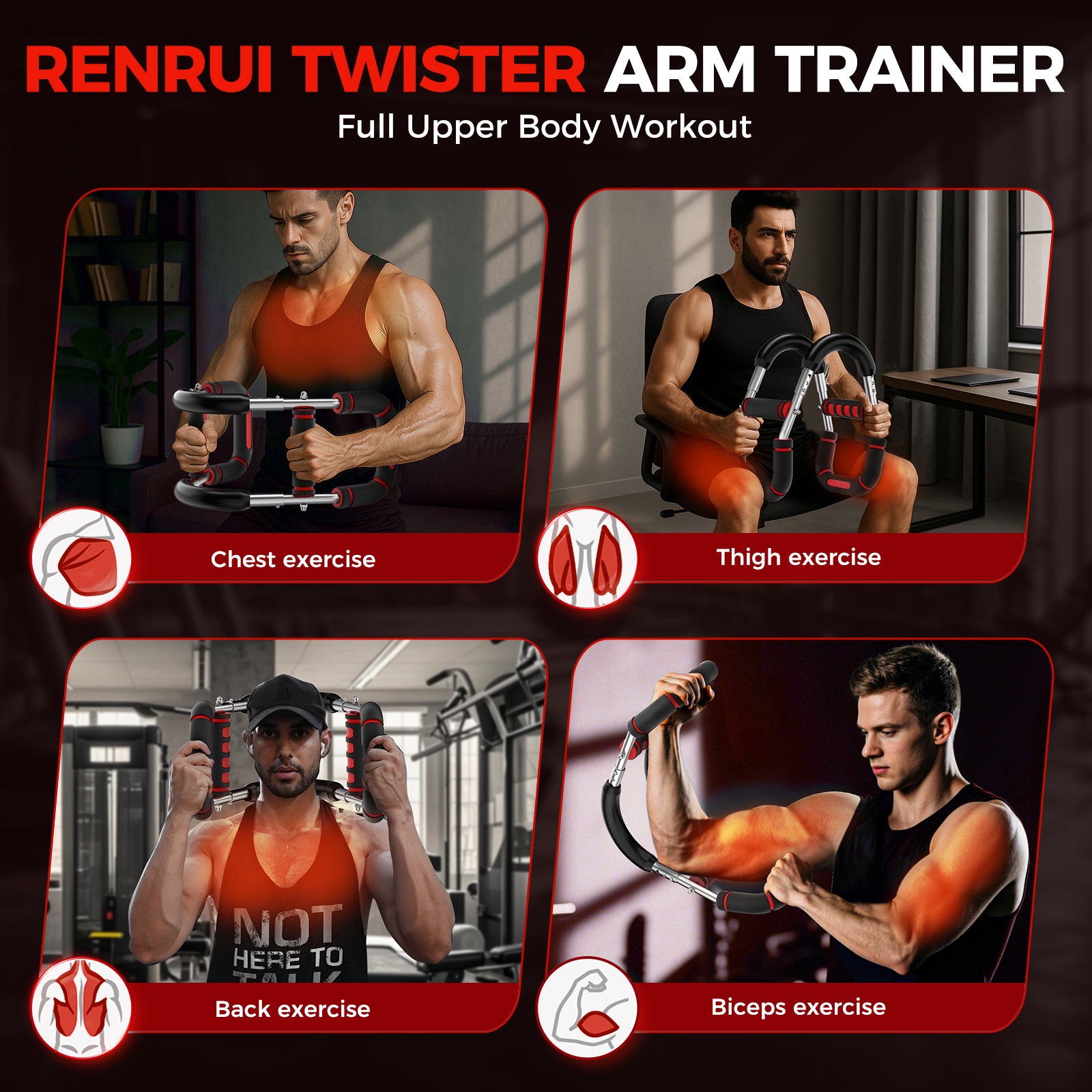 Twister Arm Trainer & Chest Workout Equipment, Red