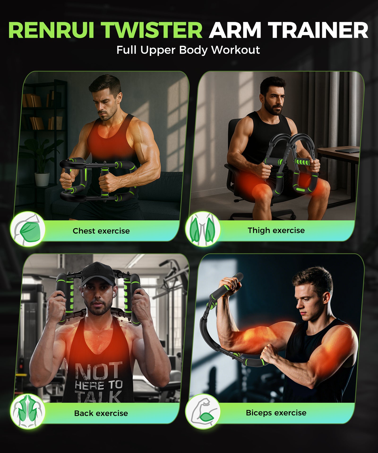 Twister Arm Trainer & Chest Workout Equipment, Green