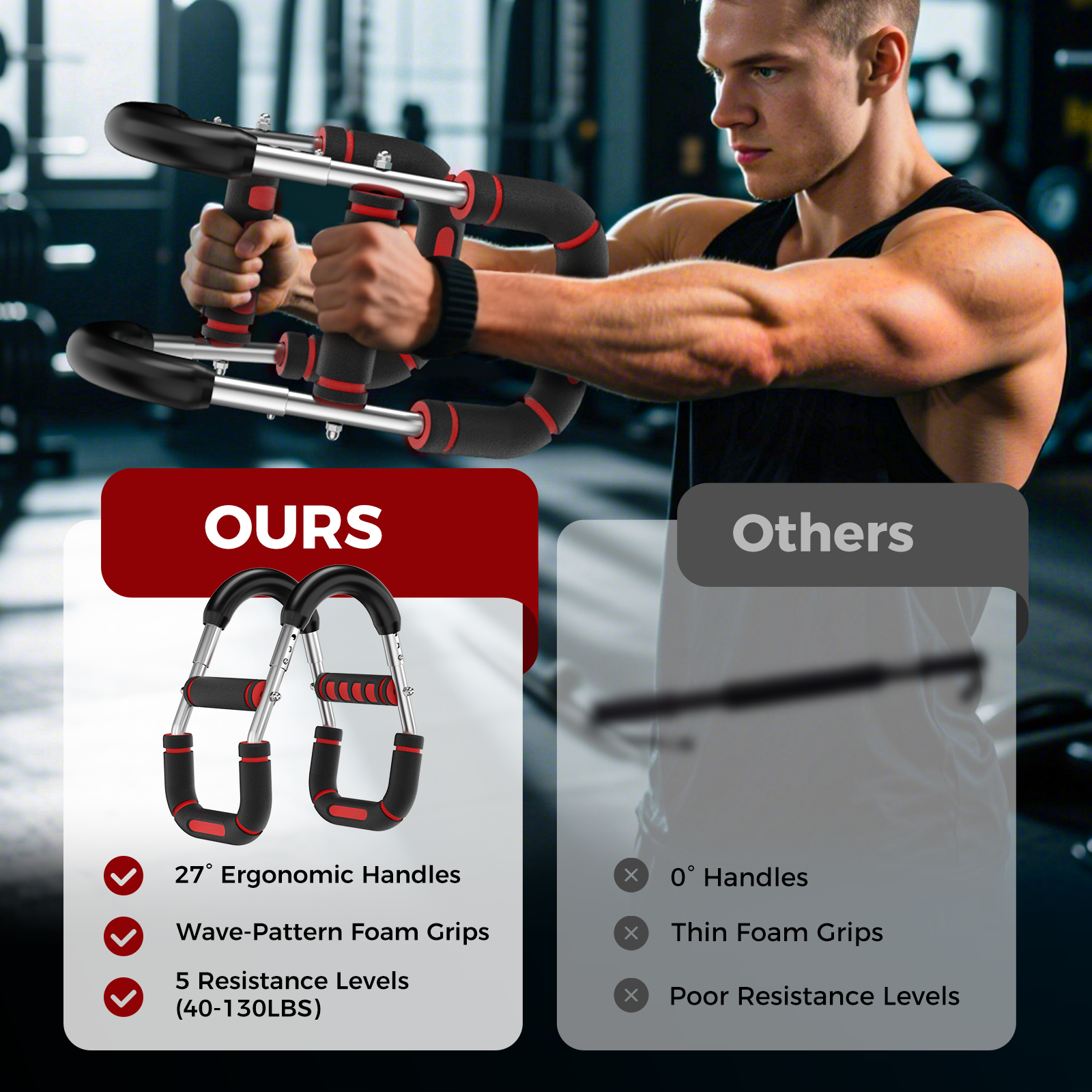 Twister Arm Trainer & Chest Workout Equipment, Red