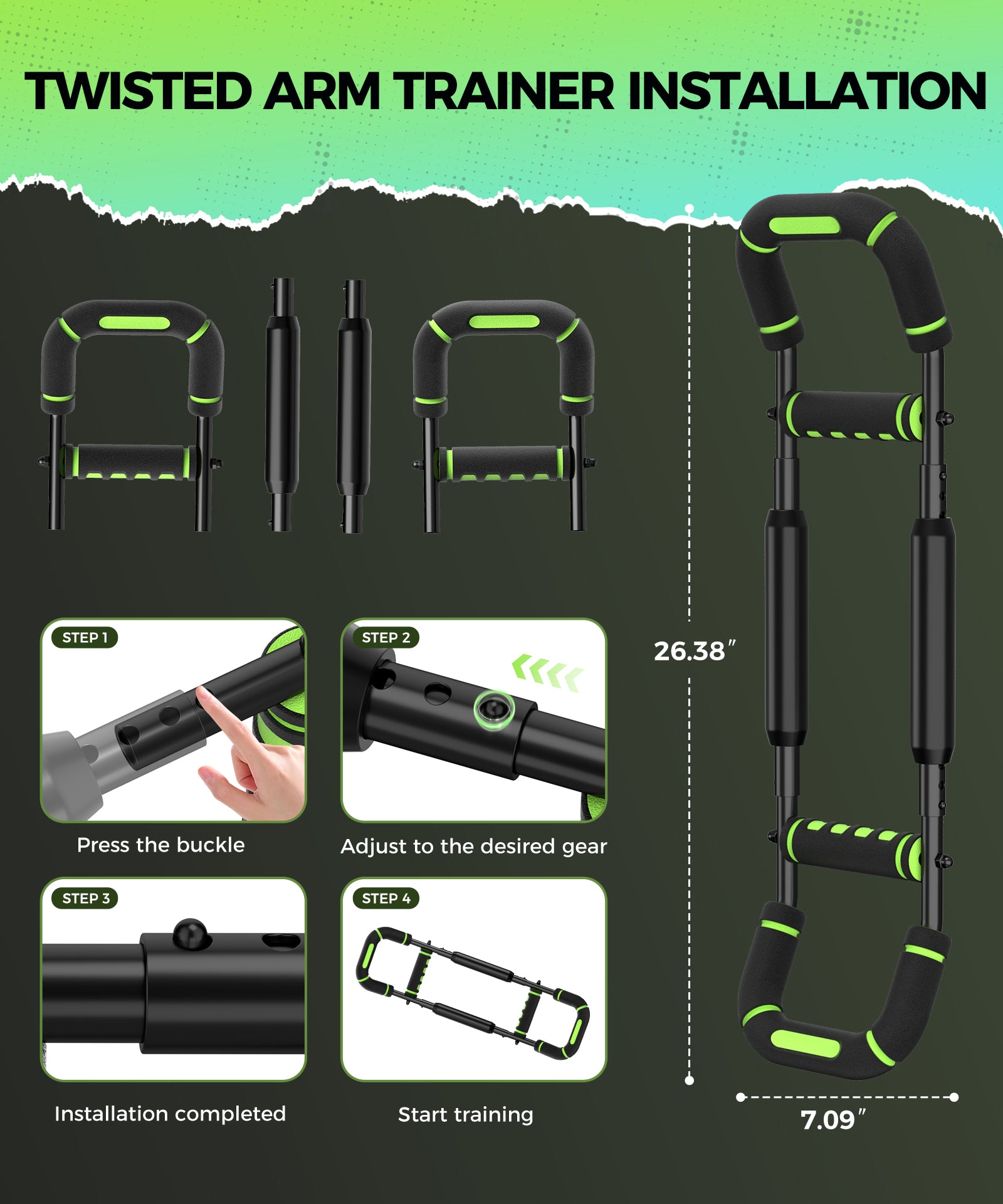 Twister Arm Trainer & Chest Workout Equipment, Green