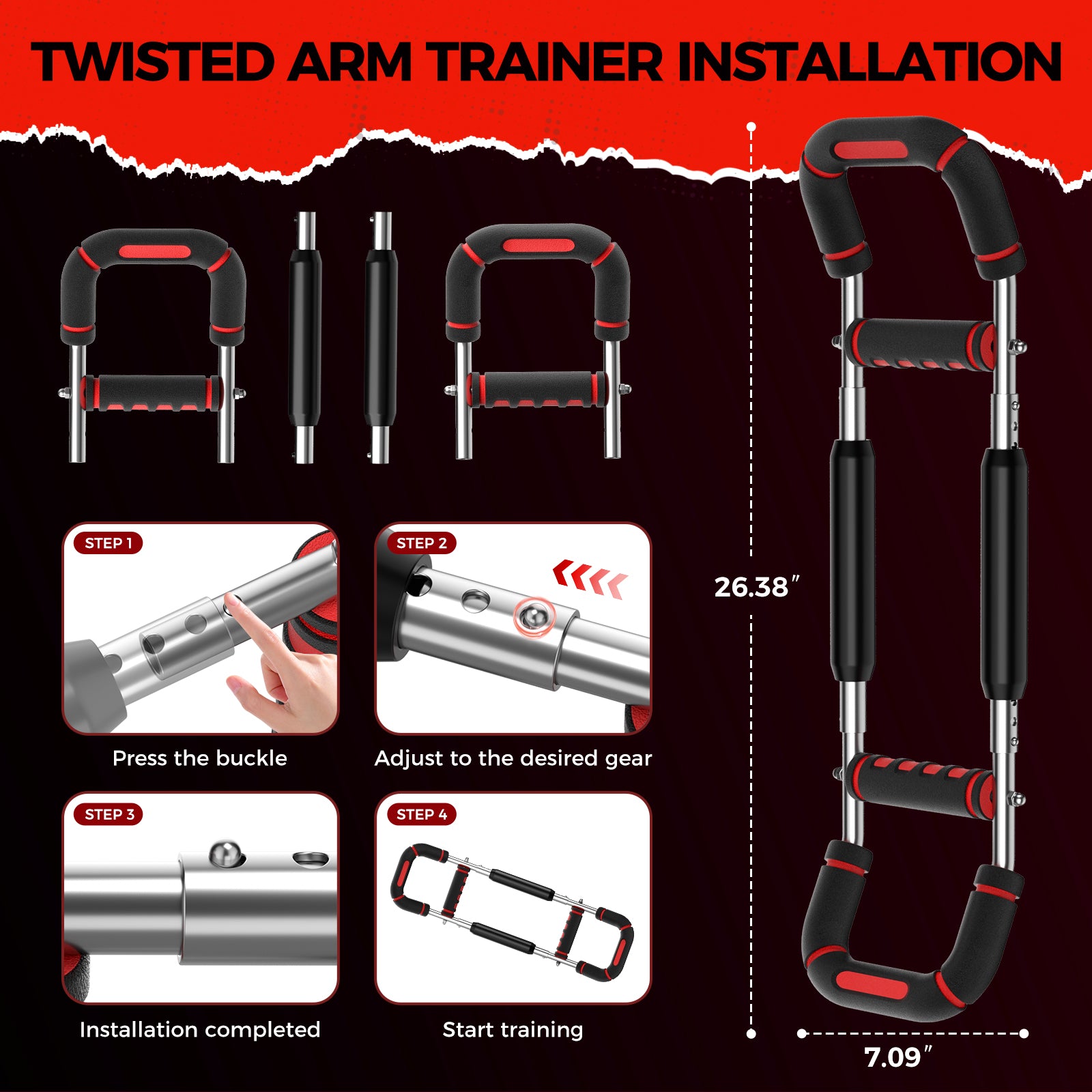 Twister Arm Trainer & Chest Workout Equipment, Red